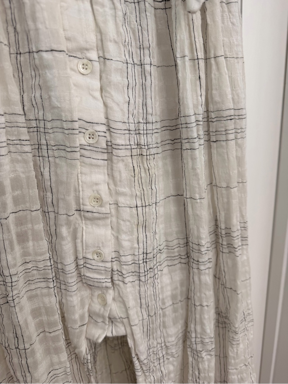 Shona Joy white plaid tie-front linen Bohemian maxi dress - Picture 10 of 12